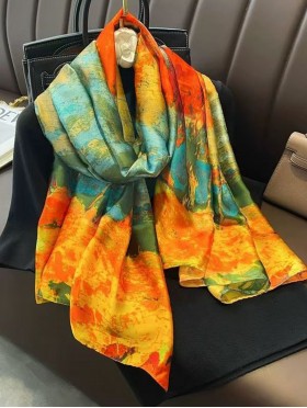 Premium Silk Feeling Wheatfield Painting Design Scarf